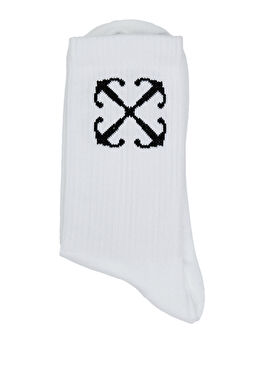 Beyaz Logolu Kadın Çorap